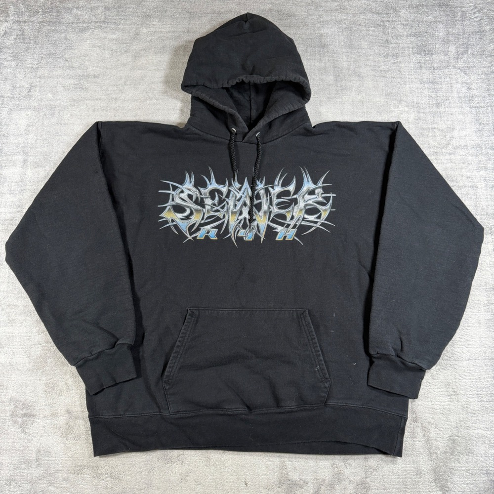 Sewerperson Hoodie Men Large Black Cyber Sigilism Spine Band Sweatshirt Y2K Goth